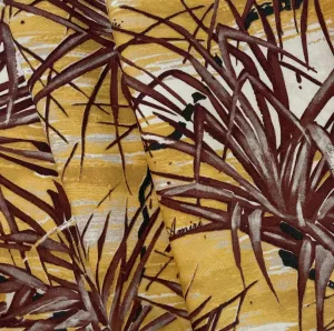 Amiri Chocolate Palm Fronds on Goldenrod Silk Twill (Made in Italy)