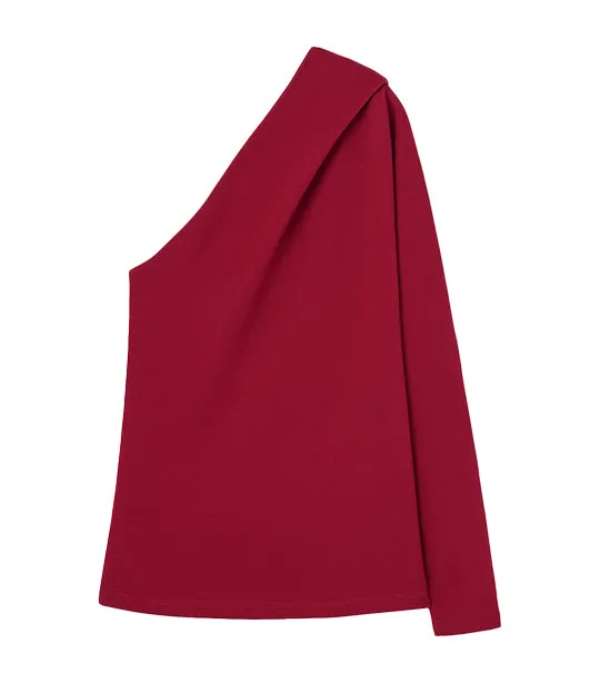 Asymmetrical Blouse in Viscose and Nylon Raspberry