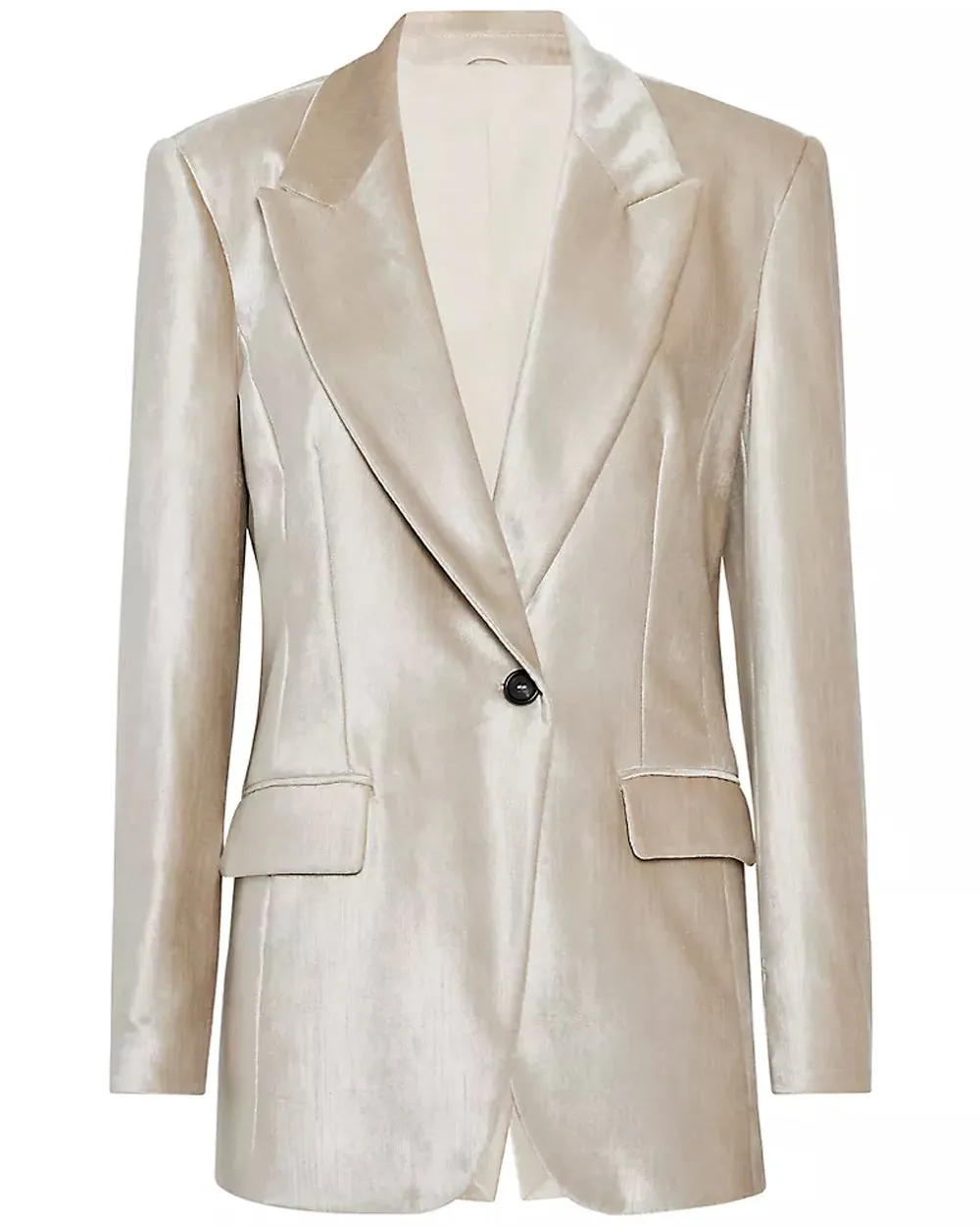 Beige Velvet Single Button Jacket