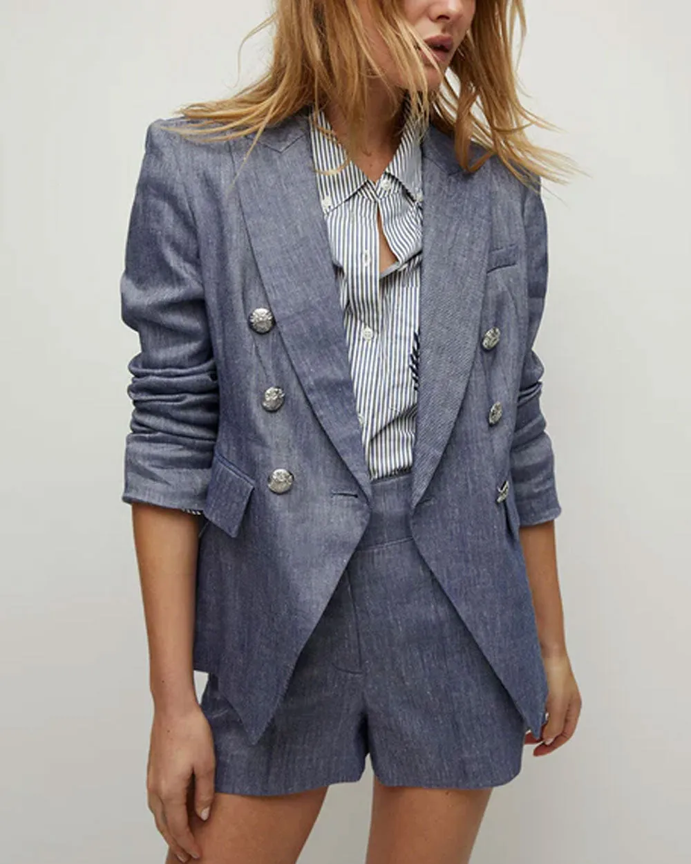 Blue Melange Linen Miller Dickey Jacket