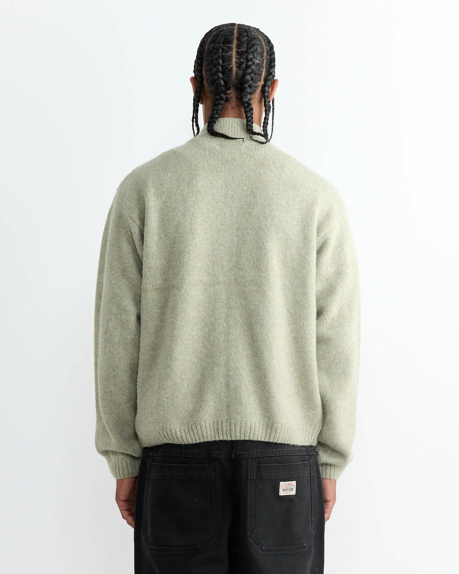 Brushed Mock Full Zip Sweater in Sage