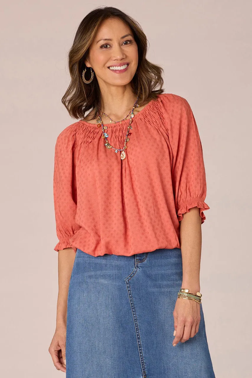 Bubble Hem Top - Desert Rose