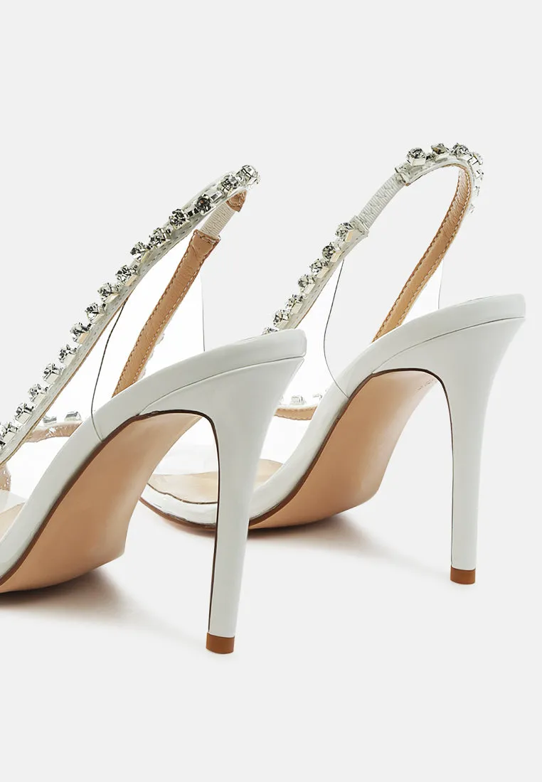 Camarine Clear Diamante Slingback High Heeled Sandals