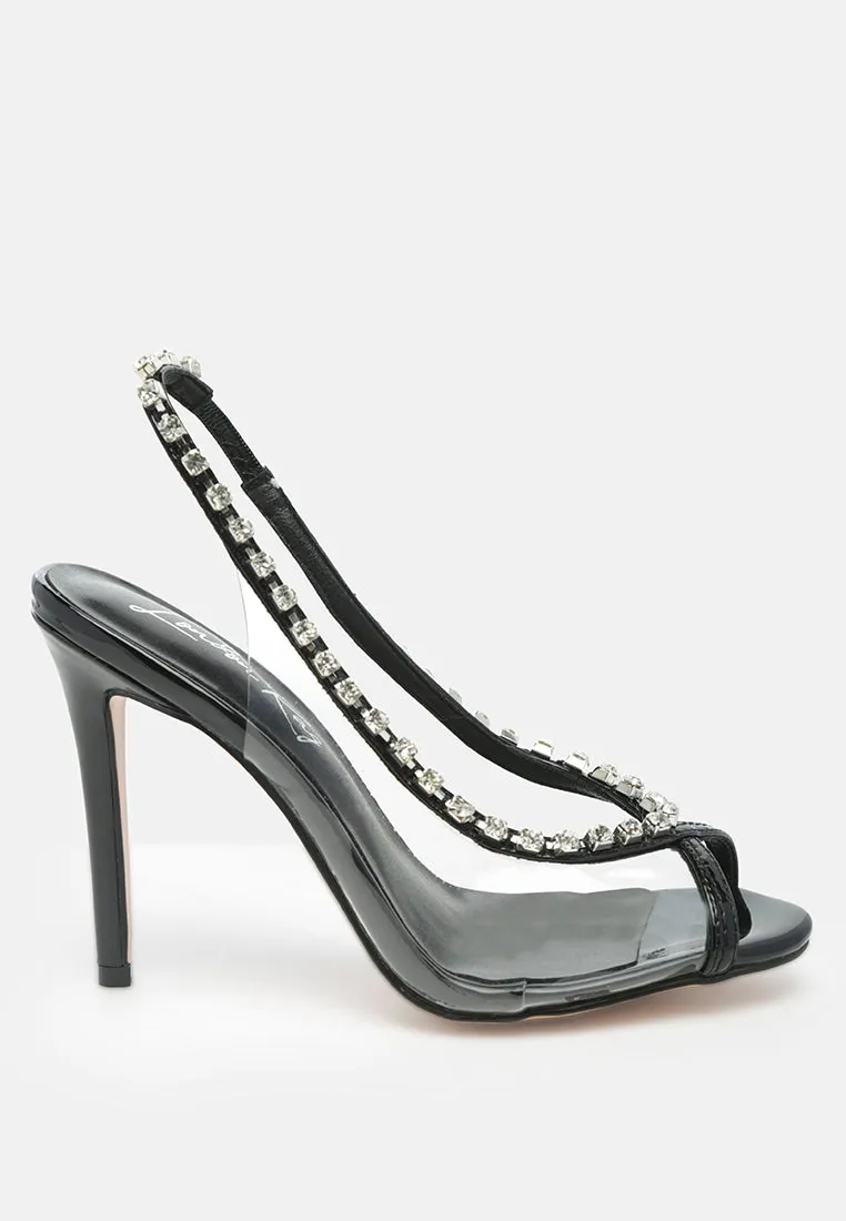 Camarine Clear Diamante Slingback High Heeled Sandals