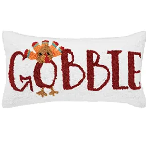 C&F Home C444303094 Gobble Hooked Throw Pillow 20 x 10 White