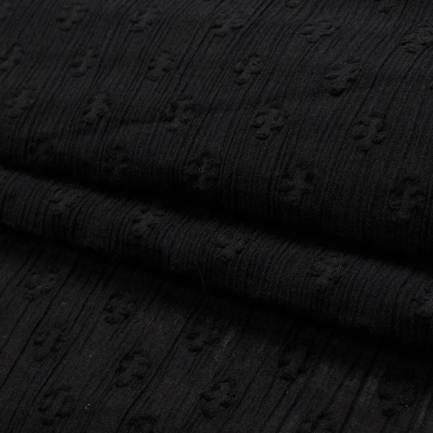 Cheese Cloth Black Flower Jacquard