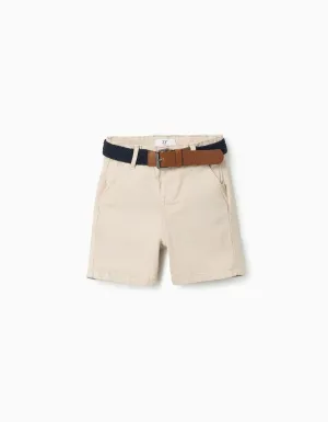 Chino Shorts with Belt for Baby Boys, Beige