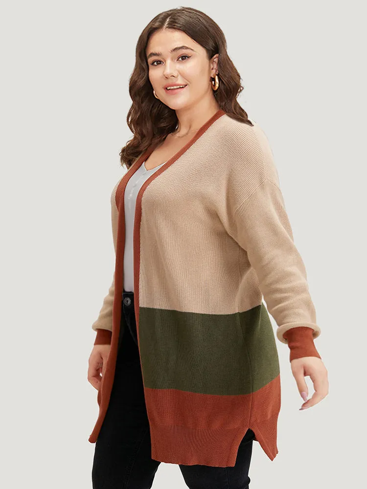 Colorblock Contrast Split Side Cardigan