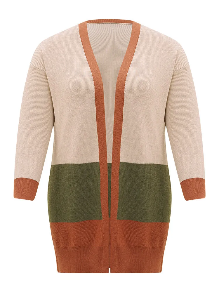 Colorblock Contrast Split Side Cardigan