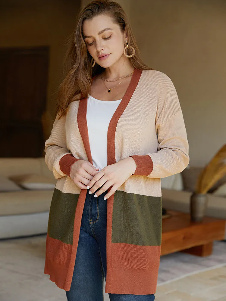 Colorblock Contrast Split Side Cardigan