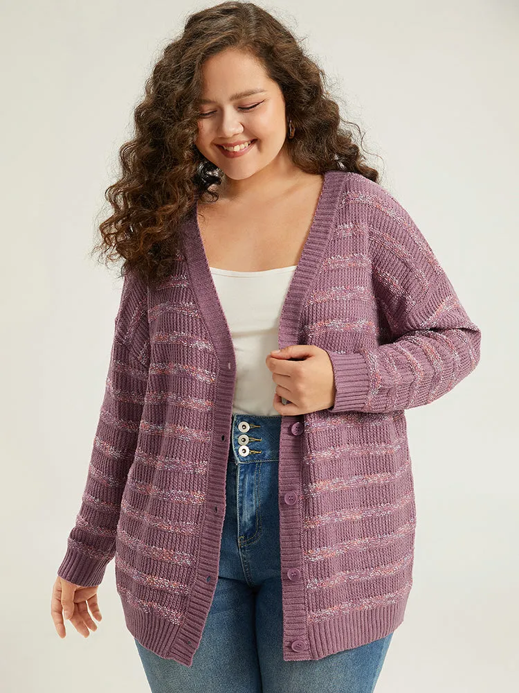 Contrast Drop Shoulder Button Through Cardigan