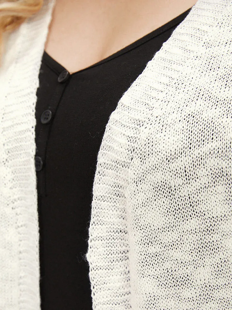 Contrast Patched Pocket Open Front Cardigan