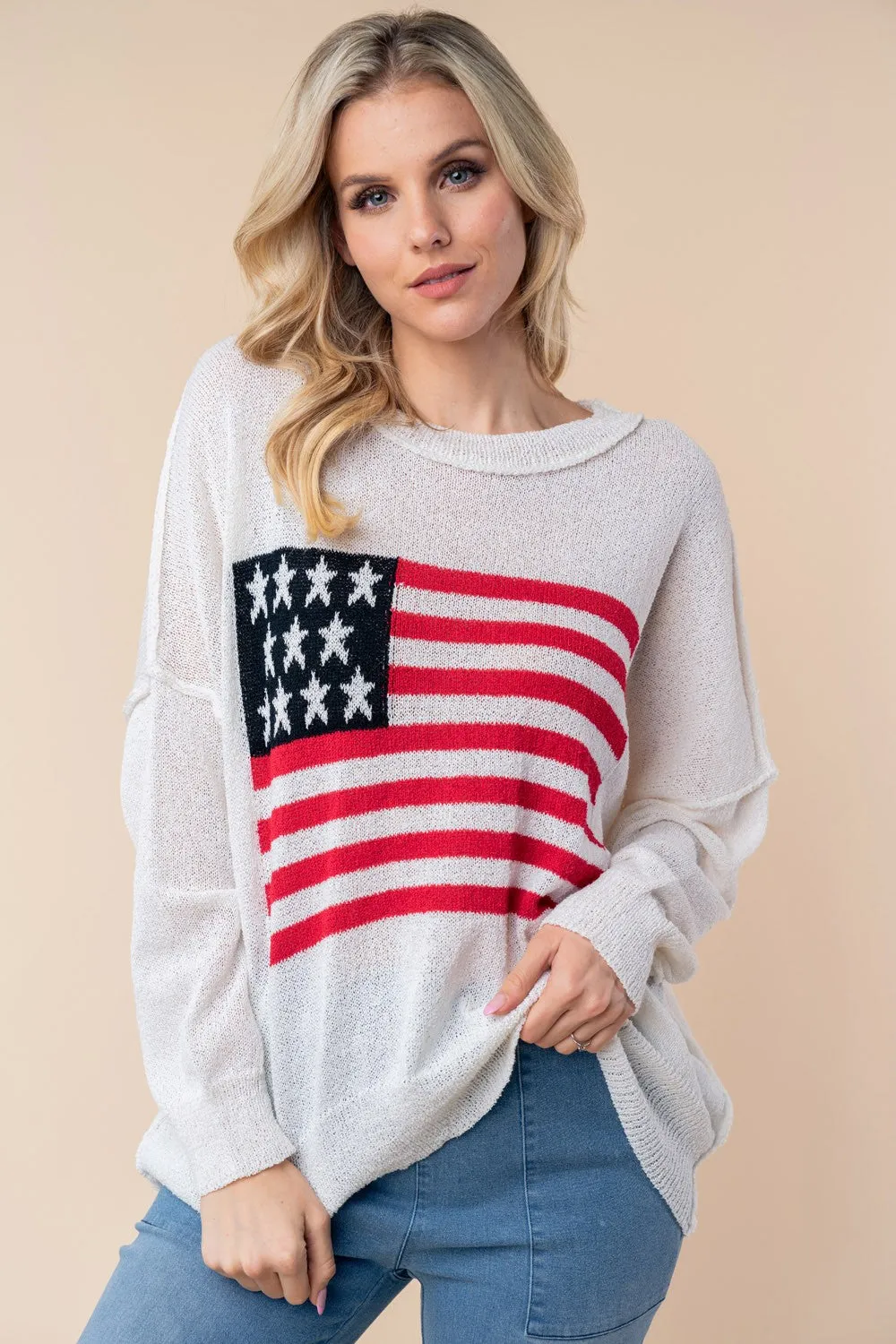 Cozy in the USA Knit Pullover Sweater - Final Sale