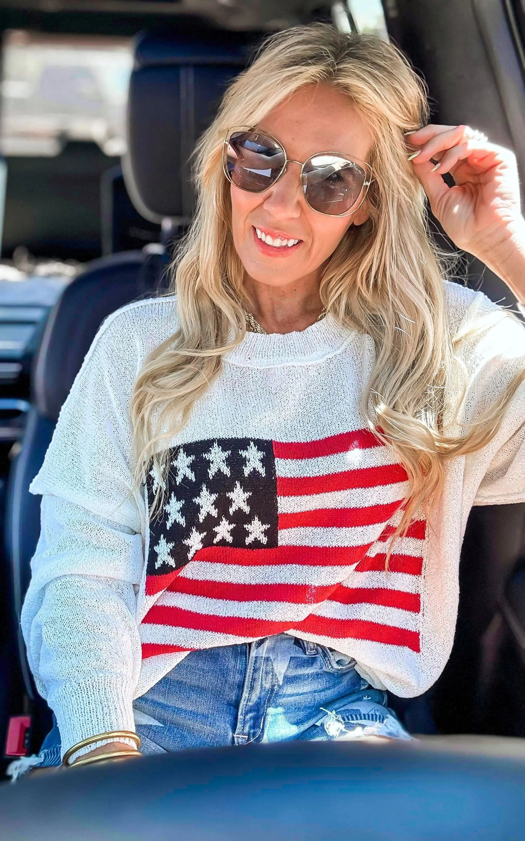 Cozy in the USA Knit Pullover Sweater - Final Sale