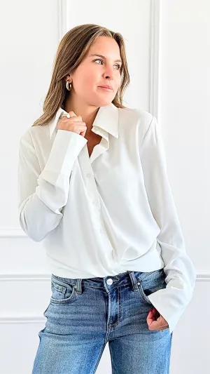 Elegant Muse Button Down Top - Ivory