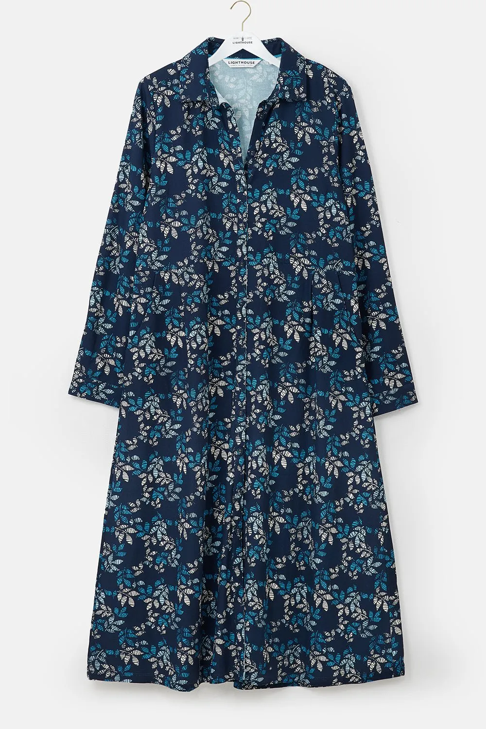 Elsie Dress - Navy Leaf