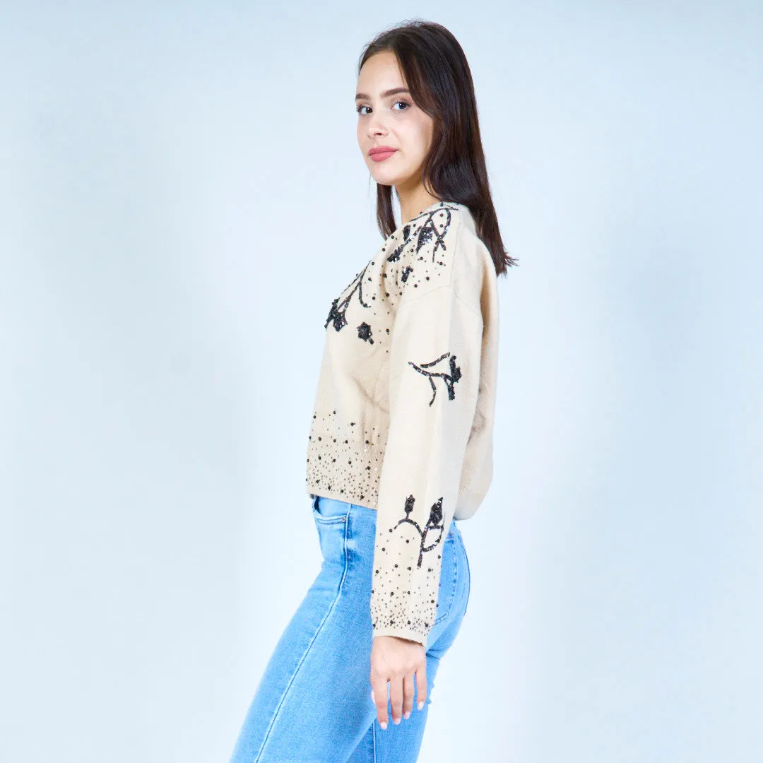 Floral embellished button-up cardigan wholesale