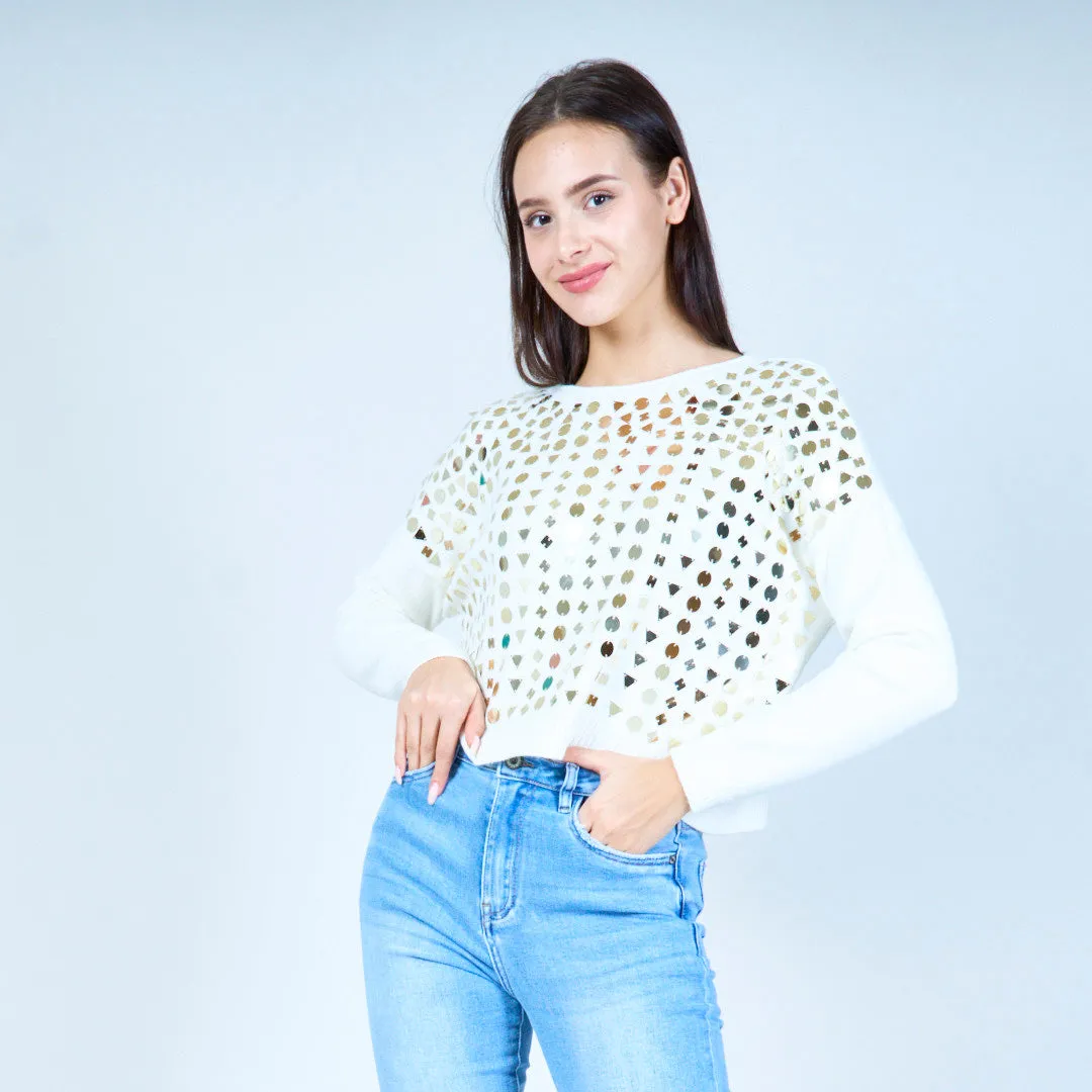 Geometric sequin embellished sweater wholesale