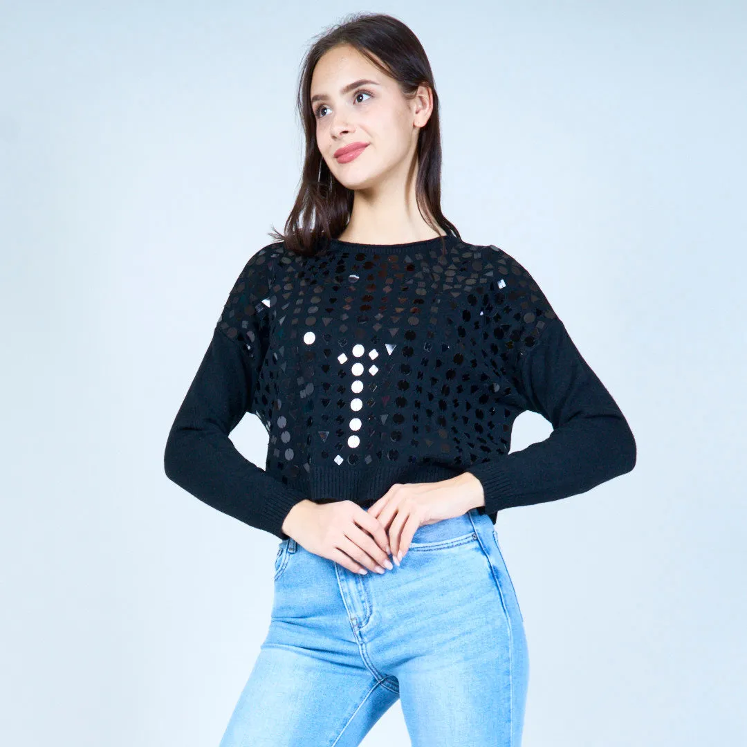 Geometric sequin embellished sweater wholesale