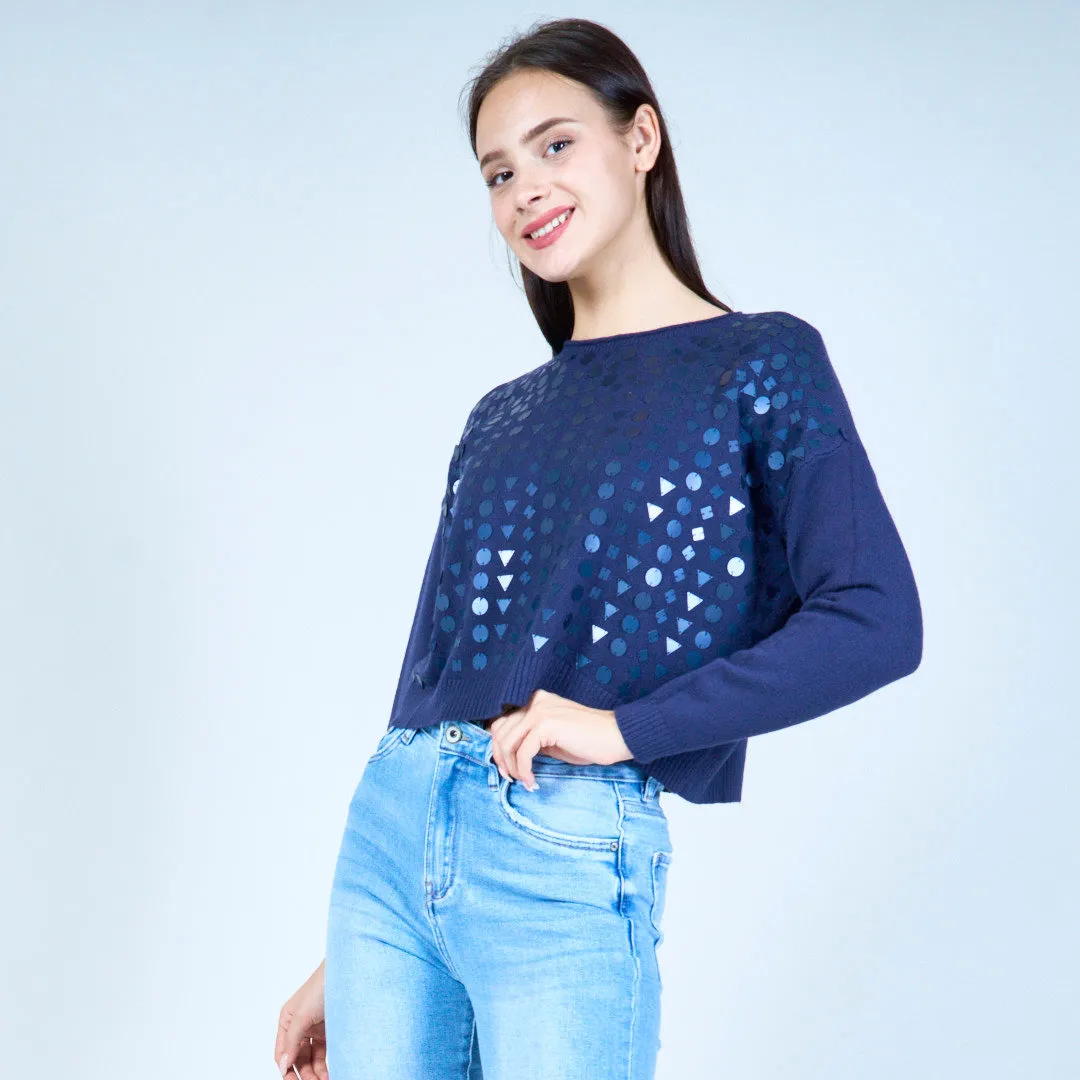 Geometric sequin embellished sweater wholesale