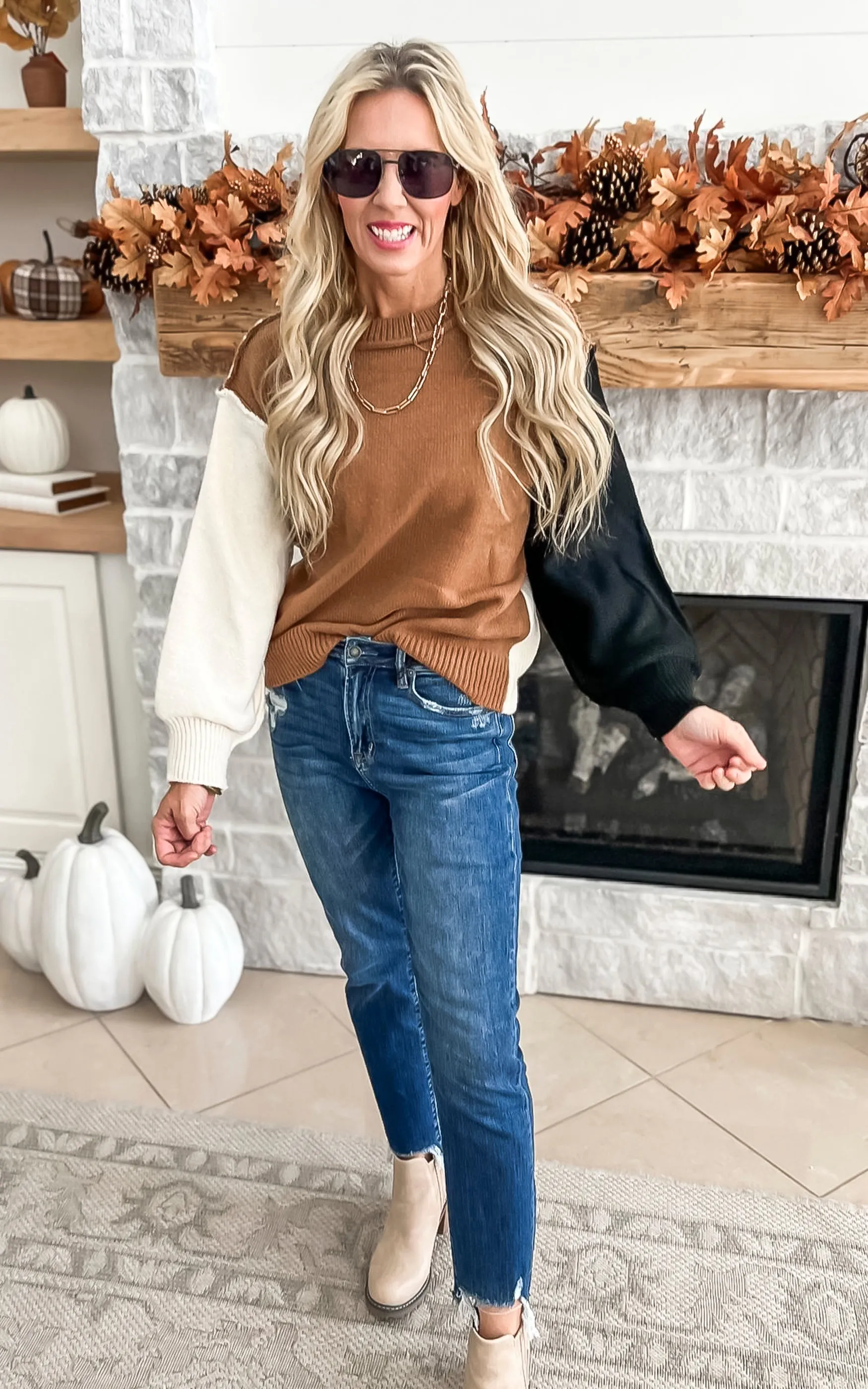 Good Prep Talk Colorblock Sweater - Mocha