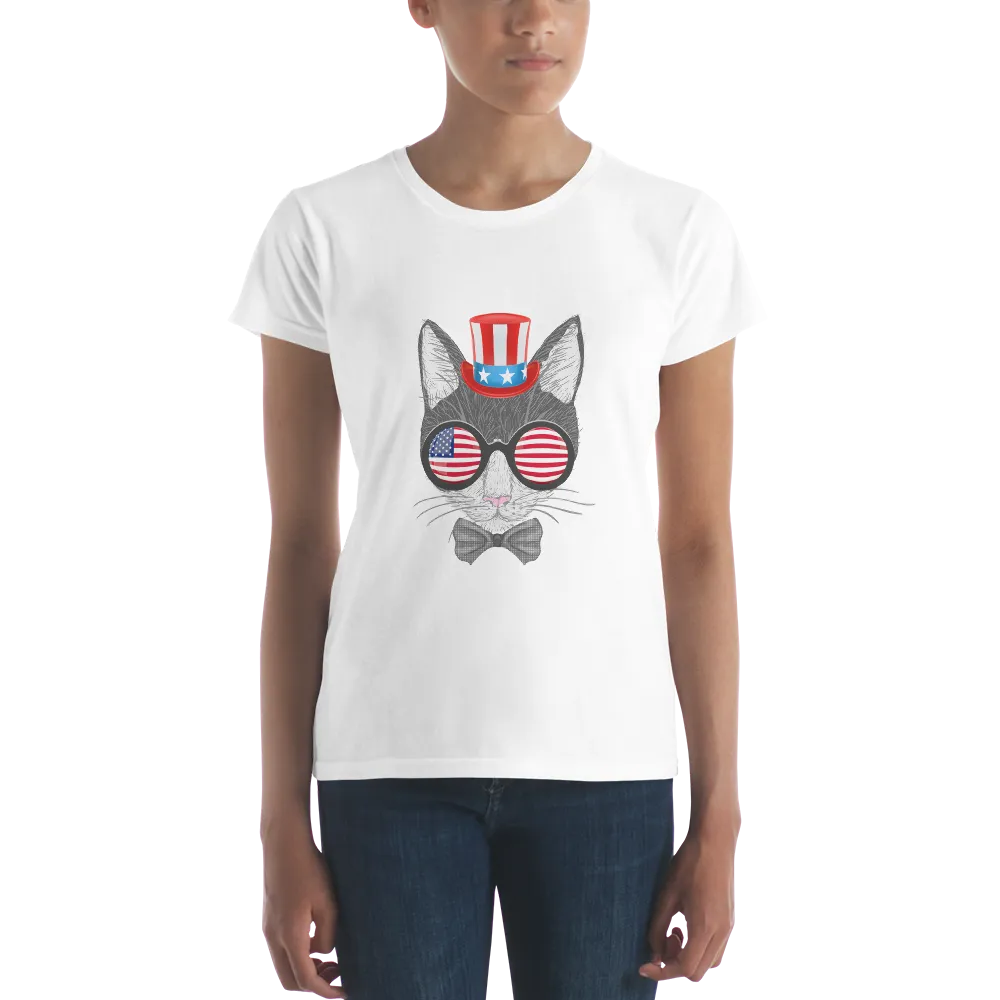 Gray Cat With Hat & Sunnies Women's Tee