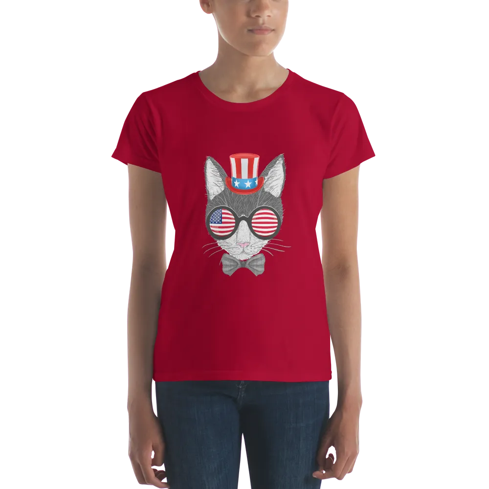 Gray Cat With Hat & Sunnies Women's Tee