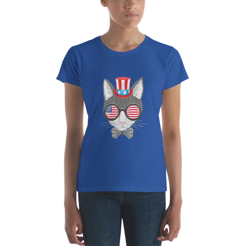 Gray Cat With Hat & Sunnies Women's Tee