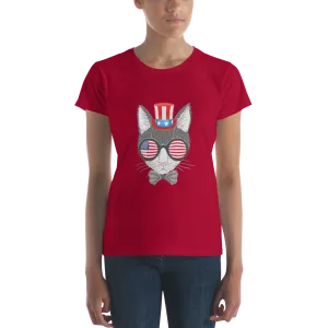 Gray Cat With Hat & Sunnies Women's Tee