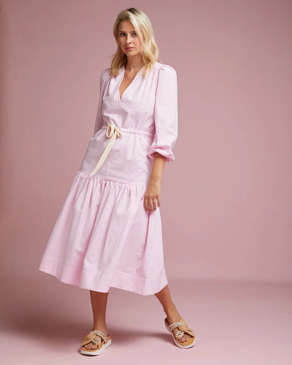 Hampben Dress - Bubblegum Seersucker