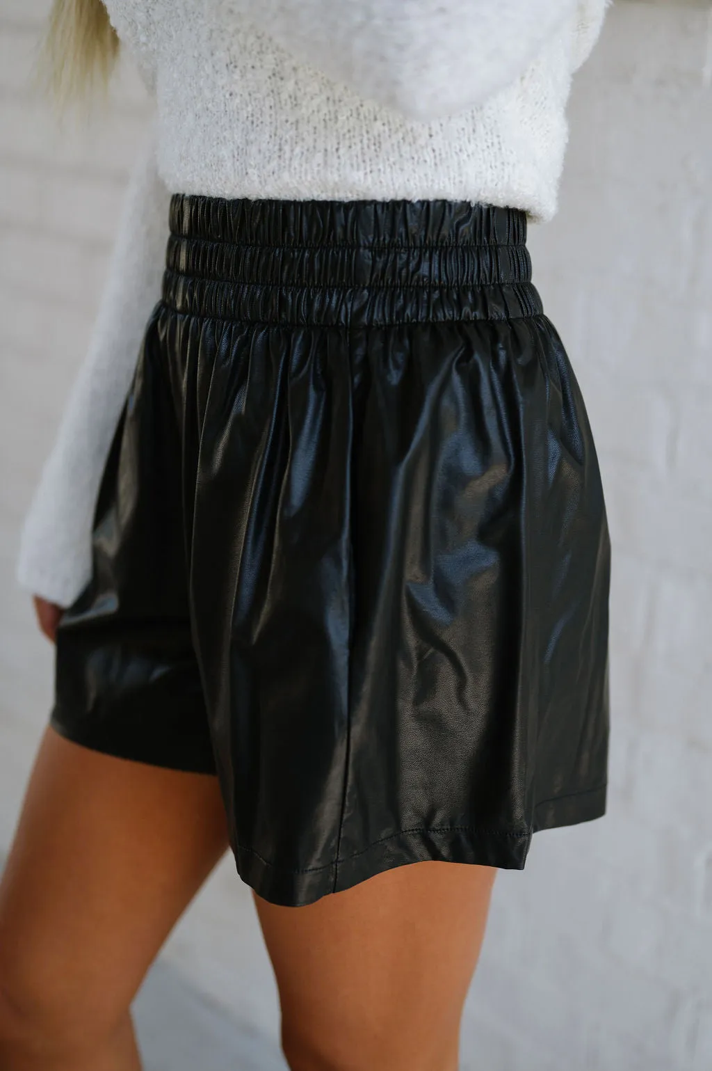 Holden Faux Leather Shorts- Black