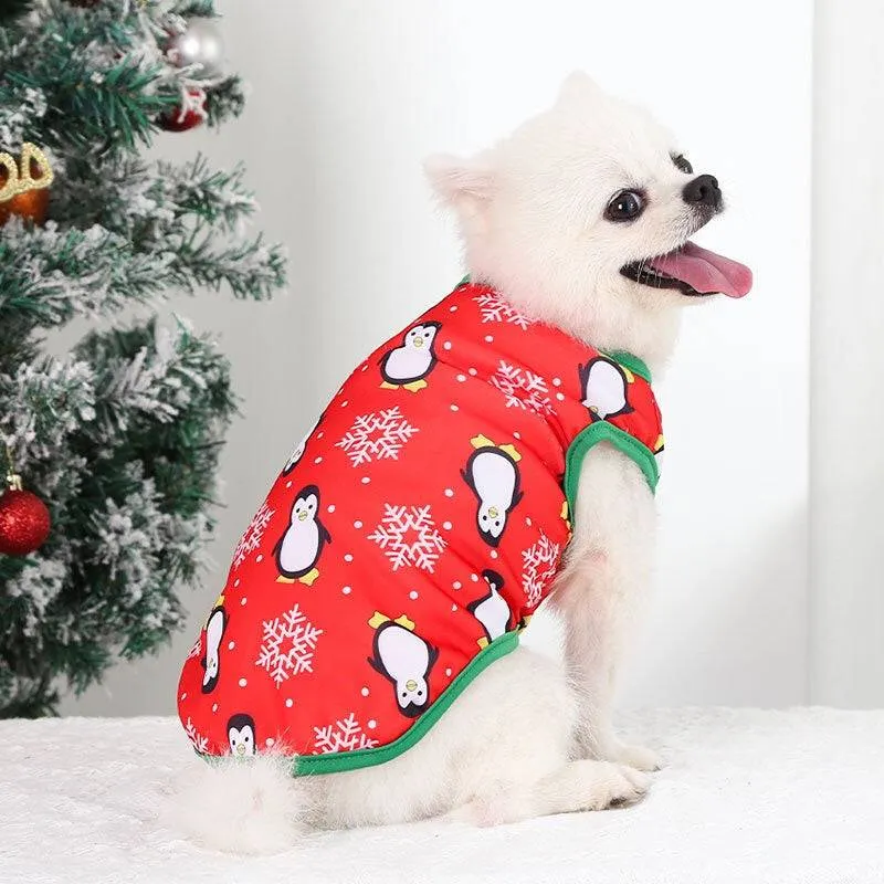 KUTKUT Christmas Style Pet Dog Shirt | Vest Sleeveless Snowflakes Printed Soft Texture T- Shirt for Yorkie, Maltese, Shih Tzu etc.