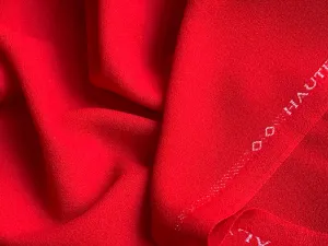 Lipstick Red Selvedged Wool Crepe (Made in Italy)