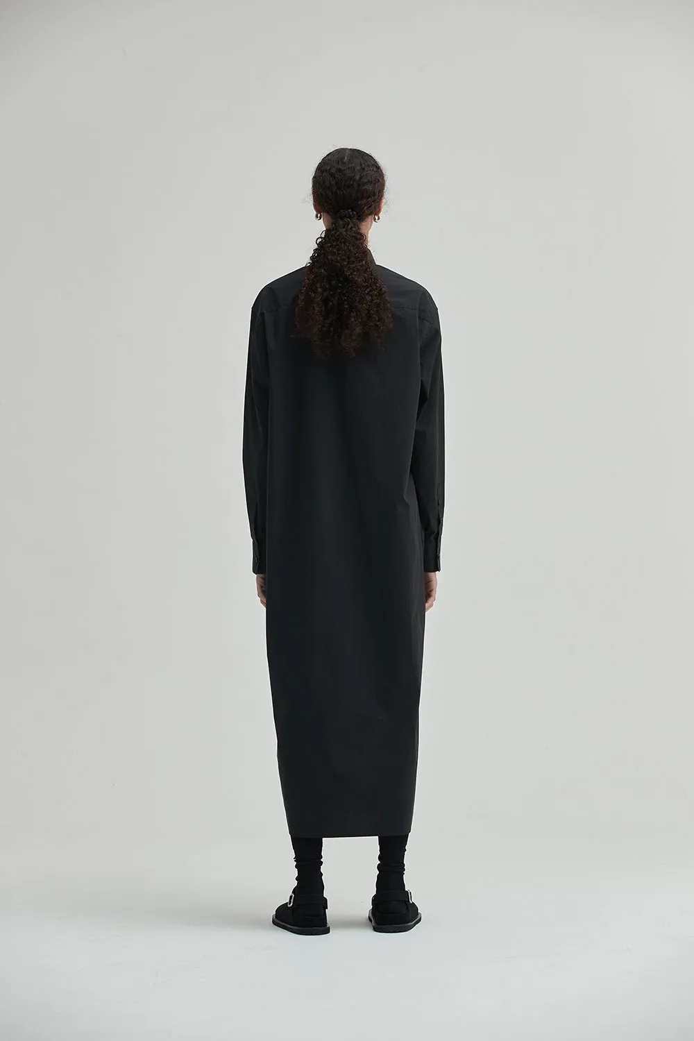 LONG-SLEEVE PETER SHIRT DRESS (DARK NAVY)