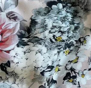 Lush Peonies on Apricot Cloud Silk Twill (Made in Italy)