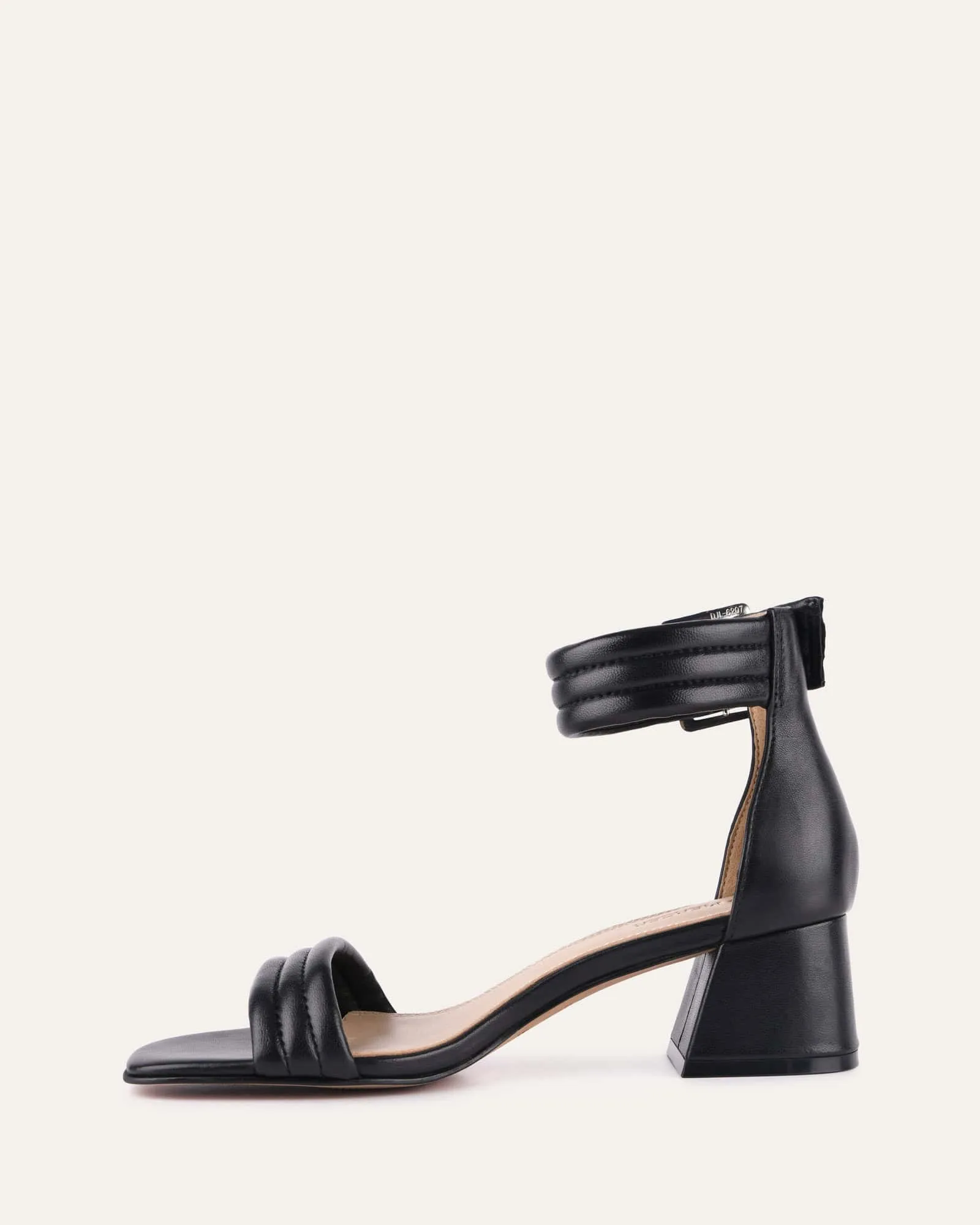 LYRIC MID HEEL SANDALS BLACK LEATHER