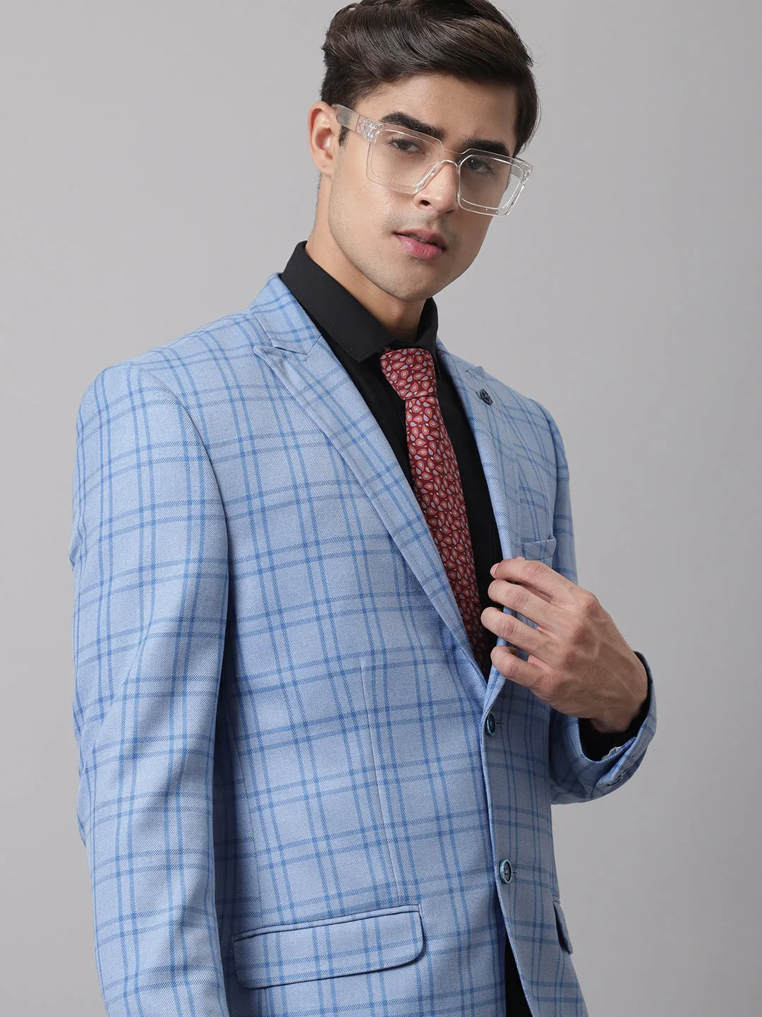 Men Light Blue Formal Blazer