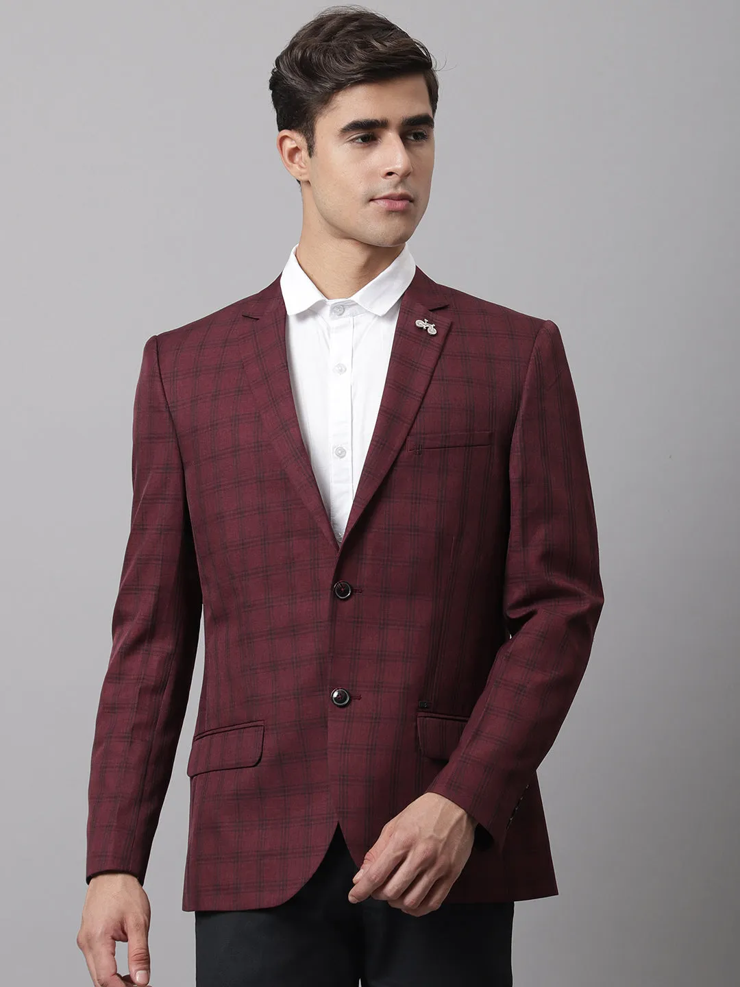 Men Wine Formal Blazer