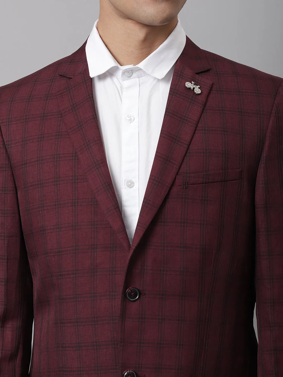 Men Wine Formal Blazer