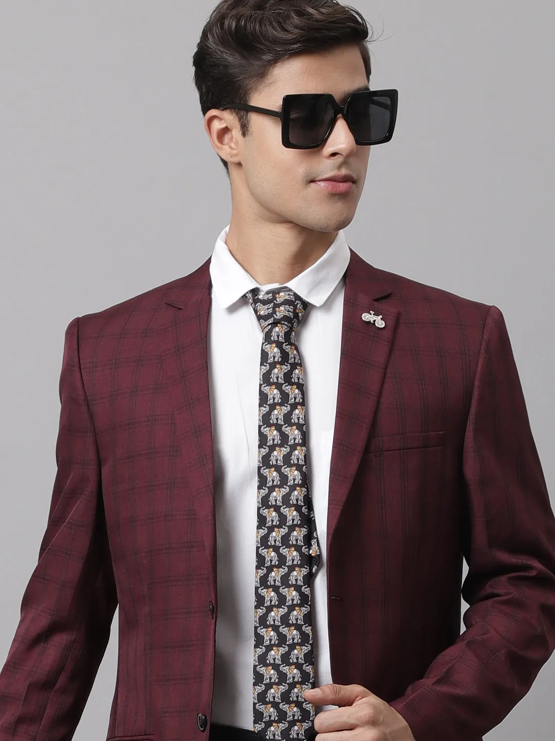 Men Wine Formal Blazer