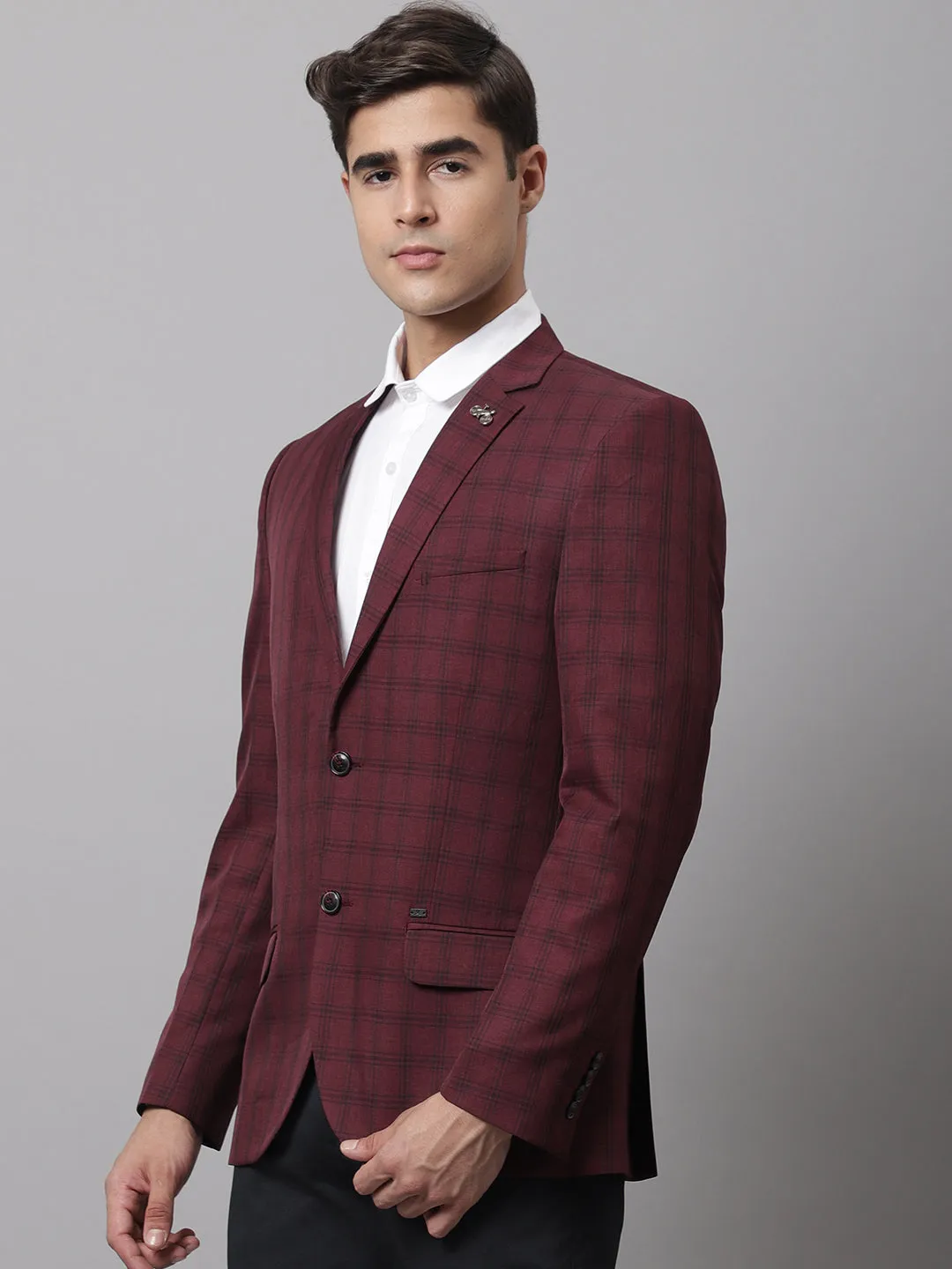 Men Wine Formal Blazer