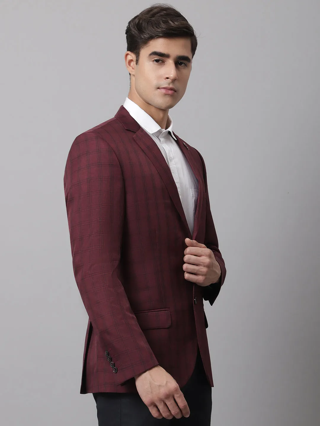 Men Wine Formal Blazer