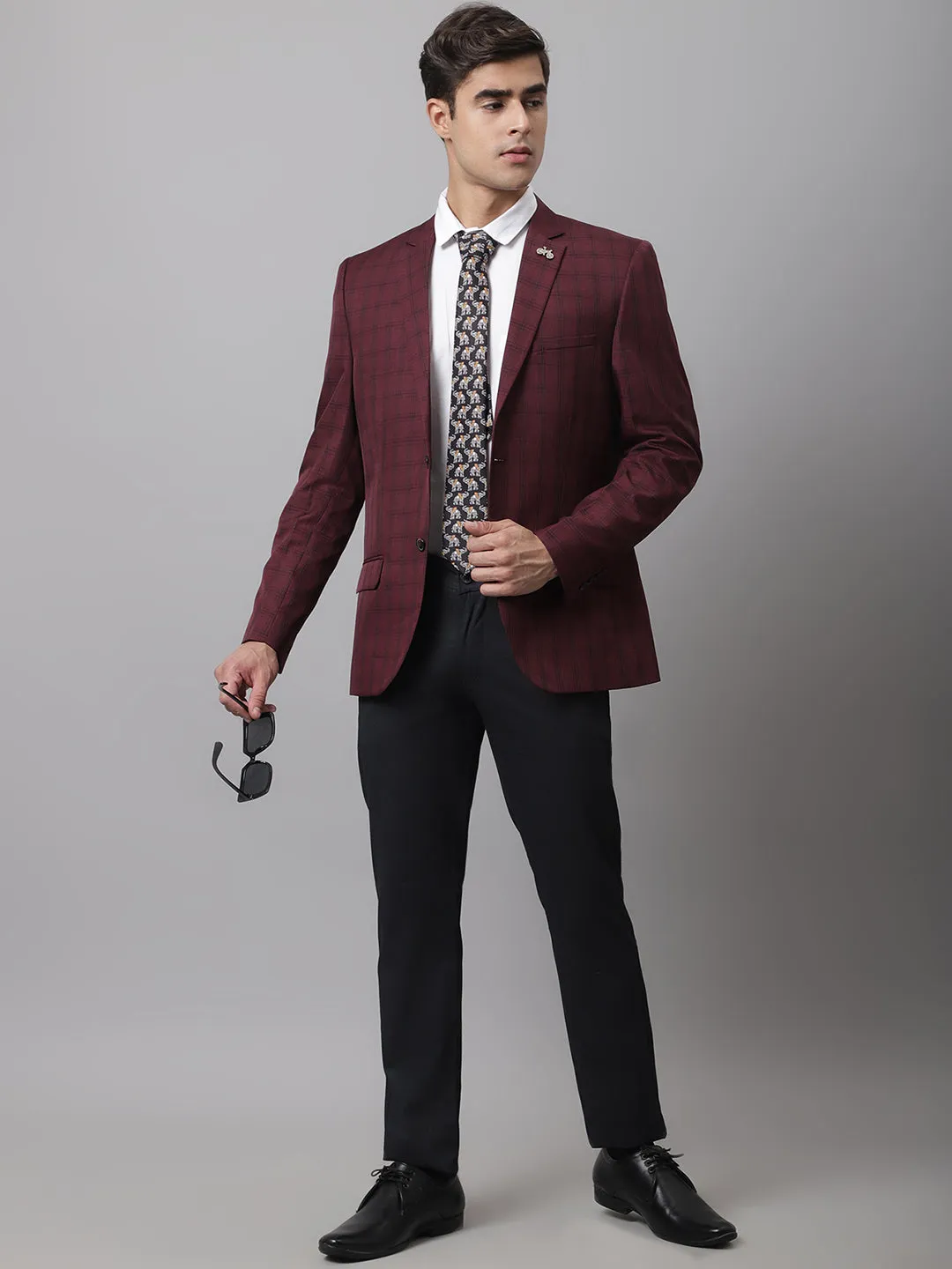 Men Wine Formal Blazer