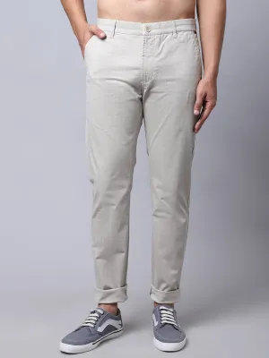 Men's Casual Flat front Light Fawn Checks Trousers