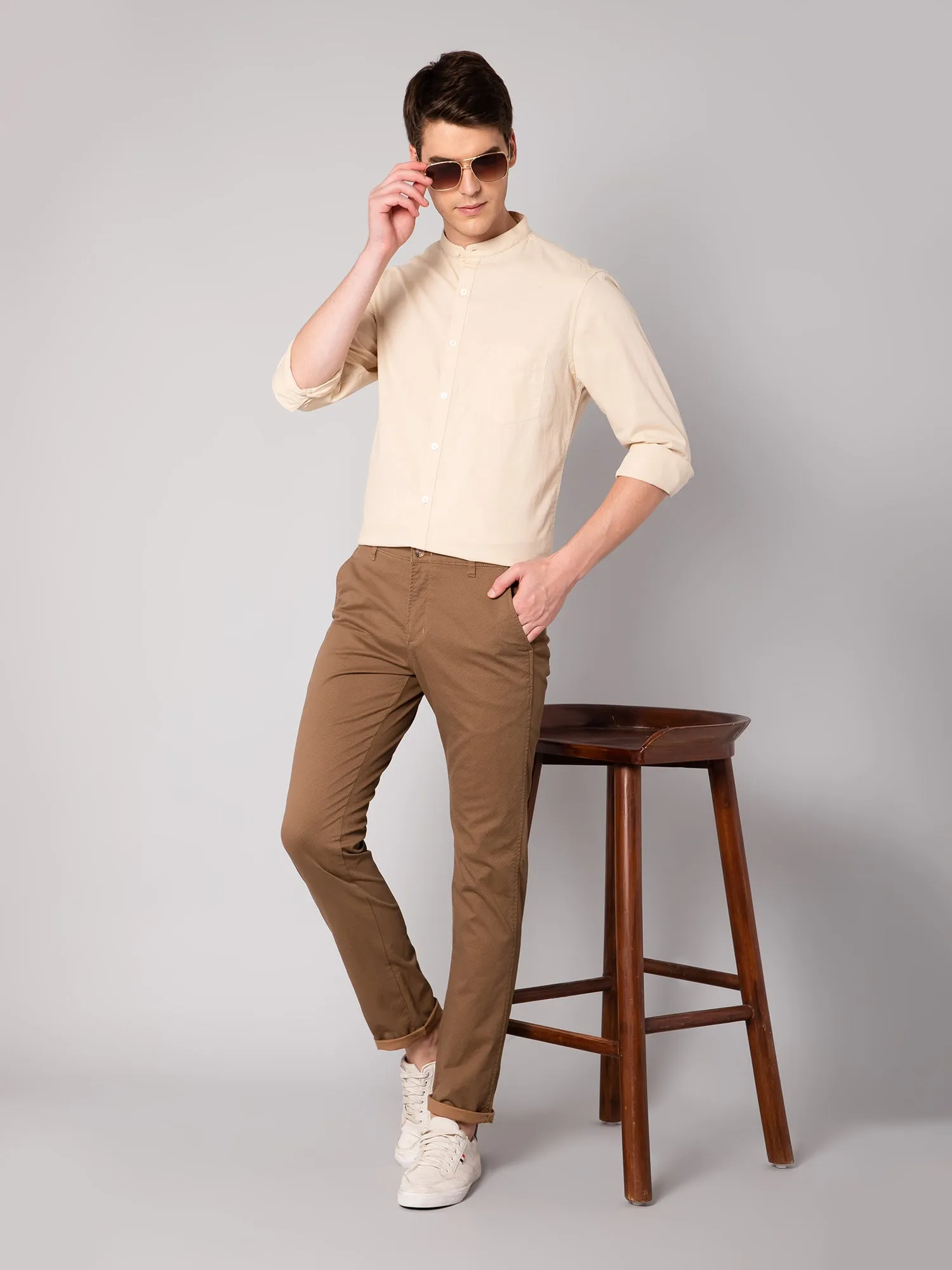 Men's Casual Flat front Wood  Trousers