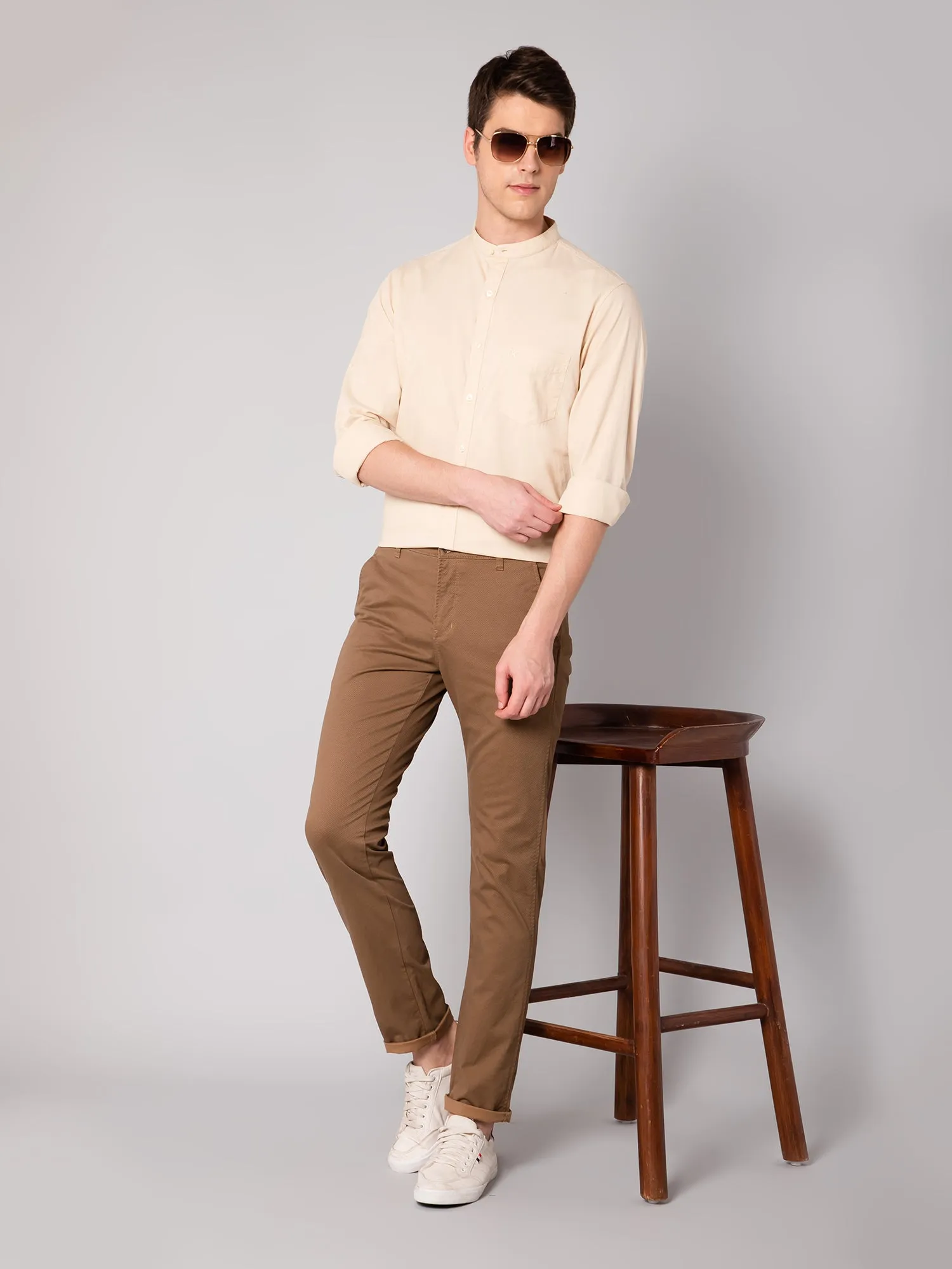 Men's Casual Flat front Wood  Trousers