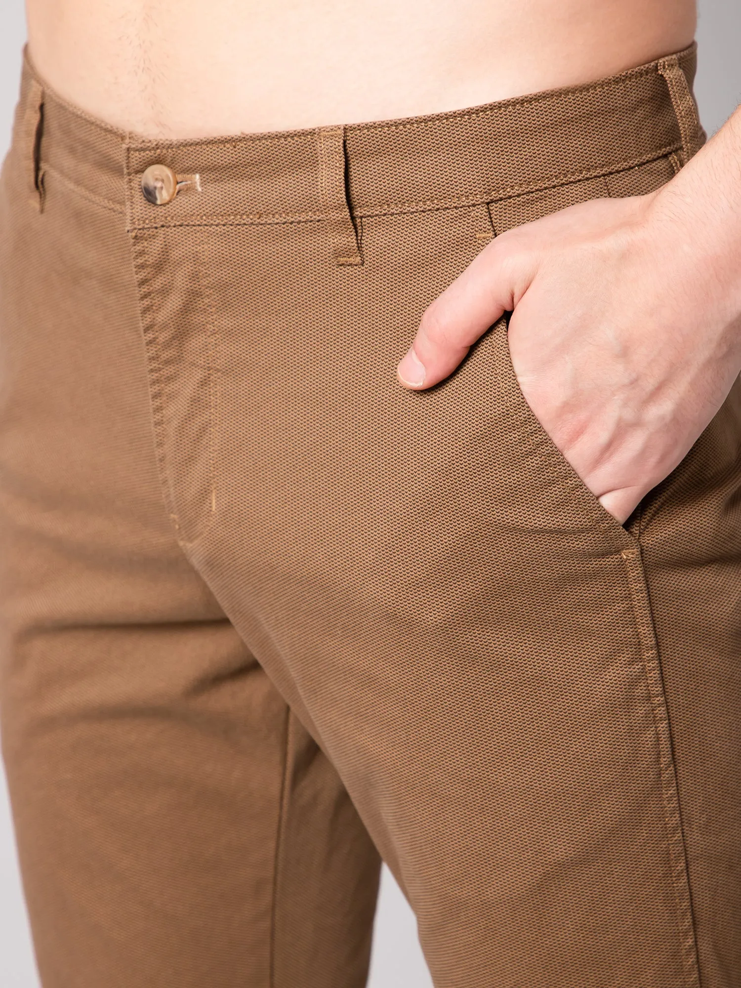 Men's Casual Flat front Wood  Trousers