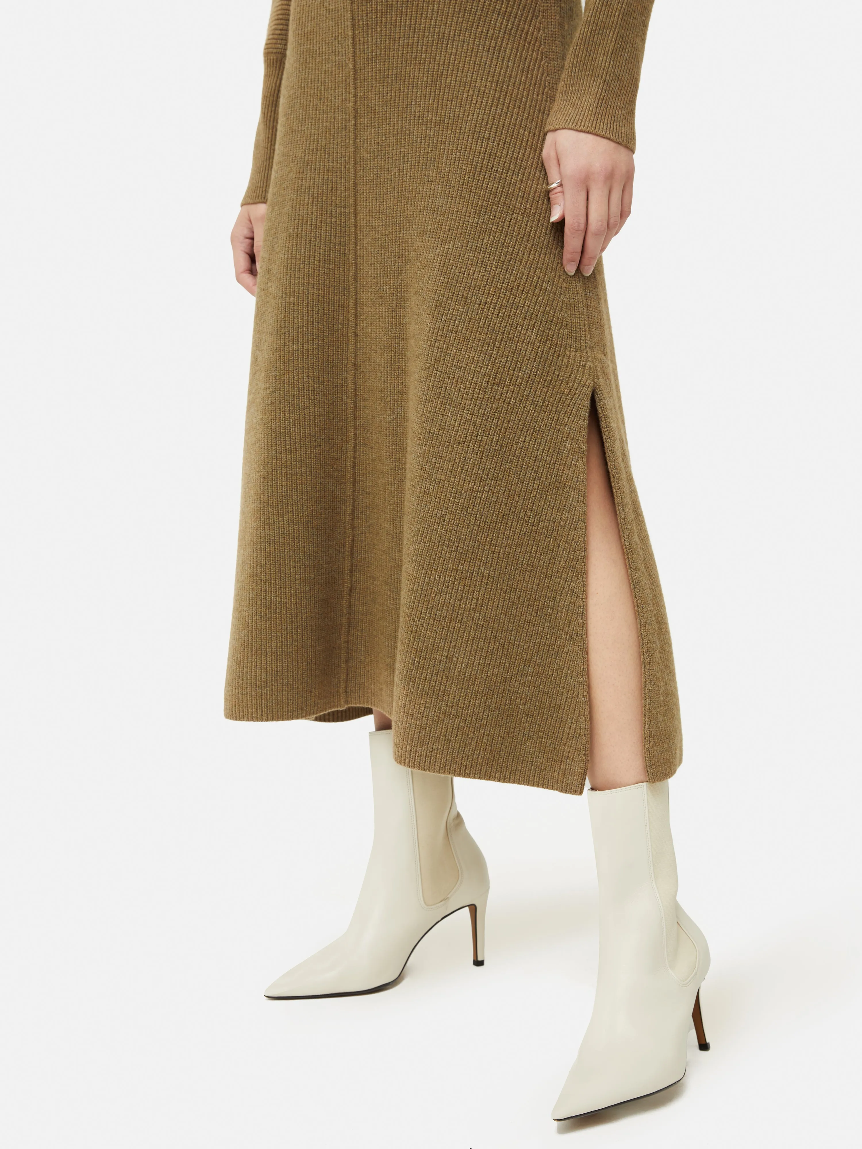 Merino Blend Batwing Dress | Khaki