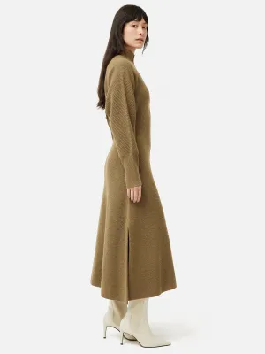 Merino Blend Batwing Dress | Khaki