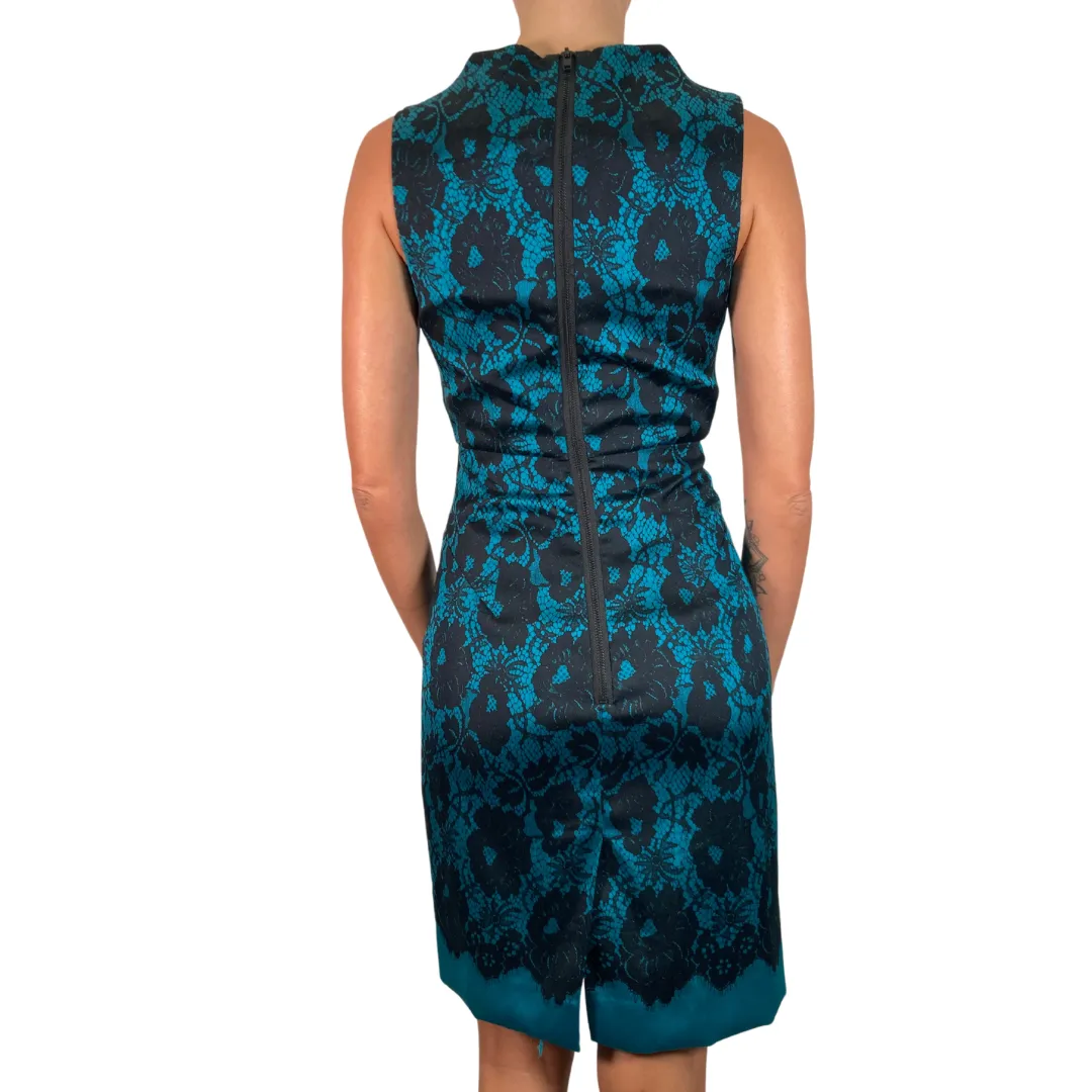 Milly Teal Dress with Black Lace Pattern